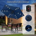Sodo skėtis su LED apšvietimu ir rankenėle 230 cm (Jūros mėlyna)