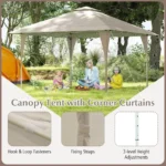 Sulankstomas paviljonas su dvigubu stogu metaliniu rėmu ir reguliuojamu aukščiu (Chaki)