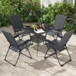 Sulankstomas lauko kėdžių komplektas su reguliuojamu atlošu (Pilka)