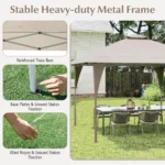 Sulankstomas paviljonas su dvigubu stogu metaliniu rėmu ir reguliuojamu aukščiu (Chaki)