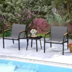 3 dalių lauko baldų komplektas su staliuku (Pilka)