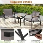 3 dalių lauko baldų komplektas su staliuku (Pilka)