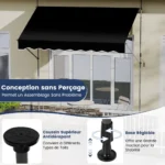 Reguliuojamo aukščio markizė be gręžimo su rankena 250 cm (Juoda)