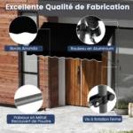 Reguliuojamo aukščio markizė be gręžimo su rankena 250 cm (Juoda)