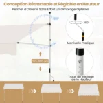 Reguliuojamo aukščio UV spinduliams atspari markizė su rankena 300 cm (Balta)