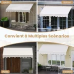 Reguliuojamo aukščio UV spinduliams atspari markizė su rankena 300 cm (Balta)