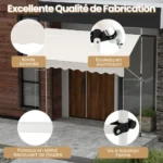 Reguliuojamo aukščio UV spinduliams atspari markizė su rankena 300 cm (Balta)