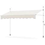 Reguliuojamo aukščio UV spinduliams atspari markizė su rankena 300 cm (Balta)