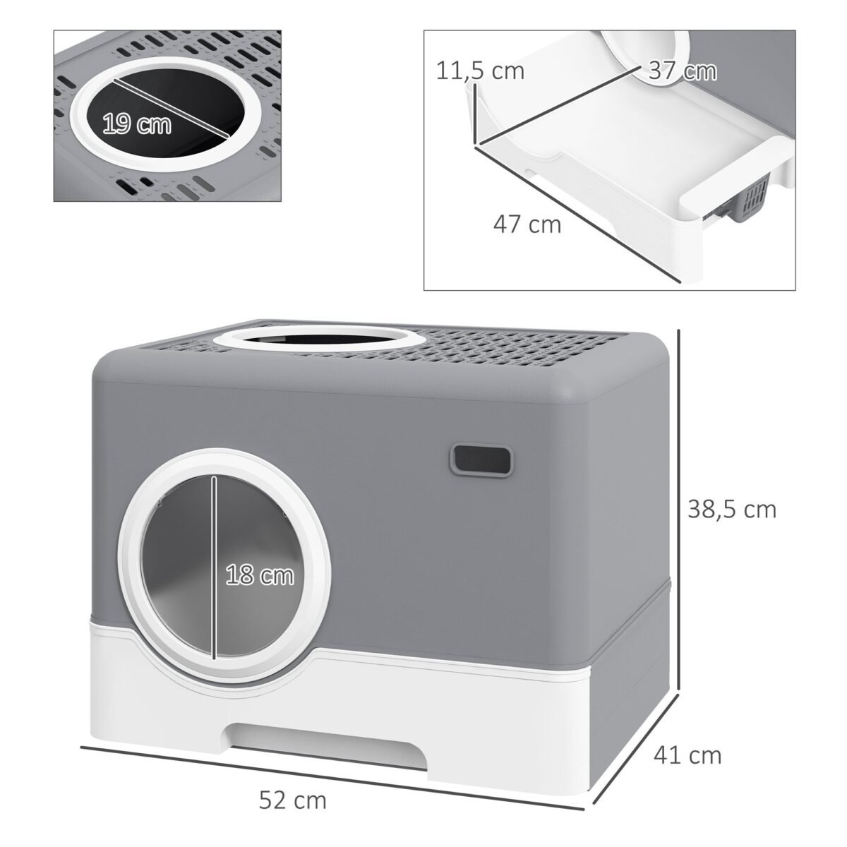 Kačių tualetas su ištraukiamu padėklu ir dvejomis angomis