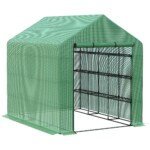 Pereinamas šiltnamis su 8 lentynomis