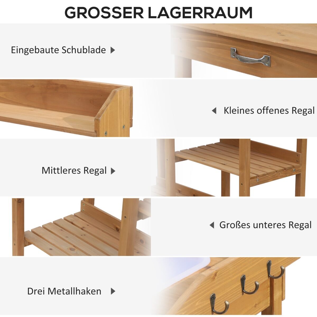 Sodinimo stalas su integruotu dubeniu ir stalčiumi