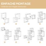 Pakabinama medžio masyvo lentyna su 5 įvairaus dydžio kubeliais