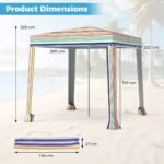 Sulankstomas paplūdimio paviljonas 2x2 m su smėlio maišais ir nešiojimo krepšiu (Spalvotas)