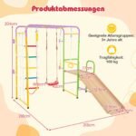 Vidinė laipiojimo aikštelė su virve sūpuoklėmis ir čiuožykla (Spalvota)