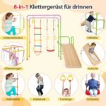 Vidinė laipiojimo aikštelė su virve sūpuoklėmis ir čiuožykla (Spalvota)