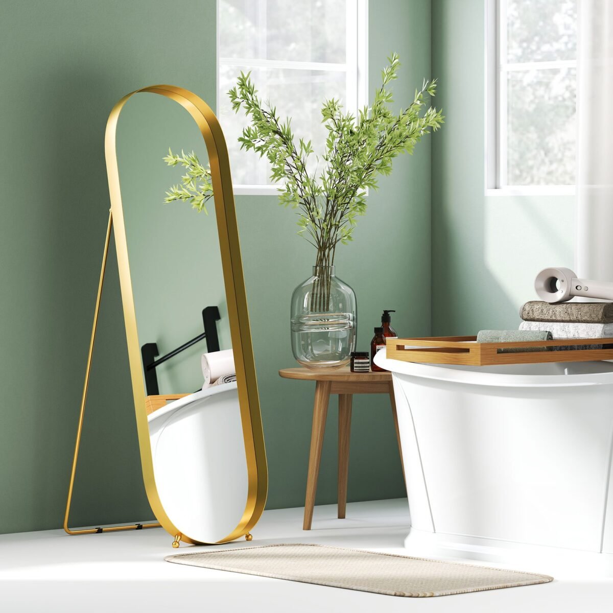 Pastatomas viso kūno veidrodis su metaliniu rėmu 160 x 50 cm