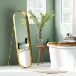 Pastatomas viso kūno veidrodis su metaliniu rėmu 160 x 50 cm