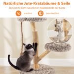 Medinis kačių medis su trimis miegojimo vietomis ir sizalio stulpeliais (Ruda)