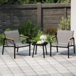 3 dalių lauko baldų komplektas su staliuku (Pilka)