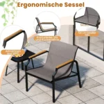 3 dalių lauko baldų komplektas su staliuku (Pilka)