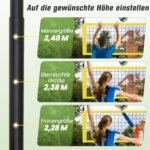 Reguliuojamo aukščio tinklinio aikštelės komplektas su stovu (Geltona)