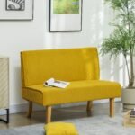 Kompaktiška dvivietė sofa su kordiniais apmušalais