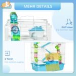 Penkiaaukštis smulkių gyvūnų narvas su rampa ir bėgimo ratu