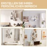 Pakabinama medžio masyvo lentyna su 5 įvairaus dydžio kubeliais