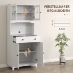 Daugiafunkcinė virtuvės spintelė su stalviršiu ir stiklinėmis durelėmis