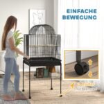 Mobilus paukščių narvas su dugno skyriumi ir ratukais