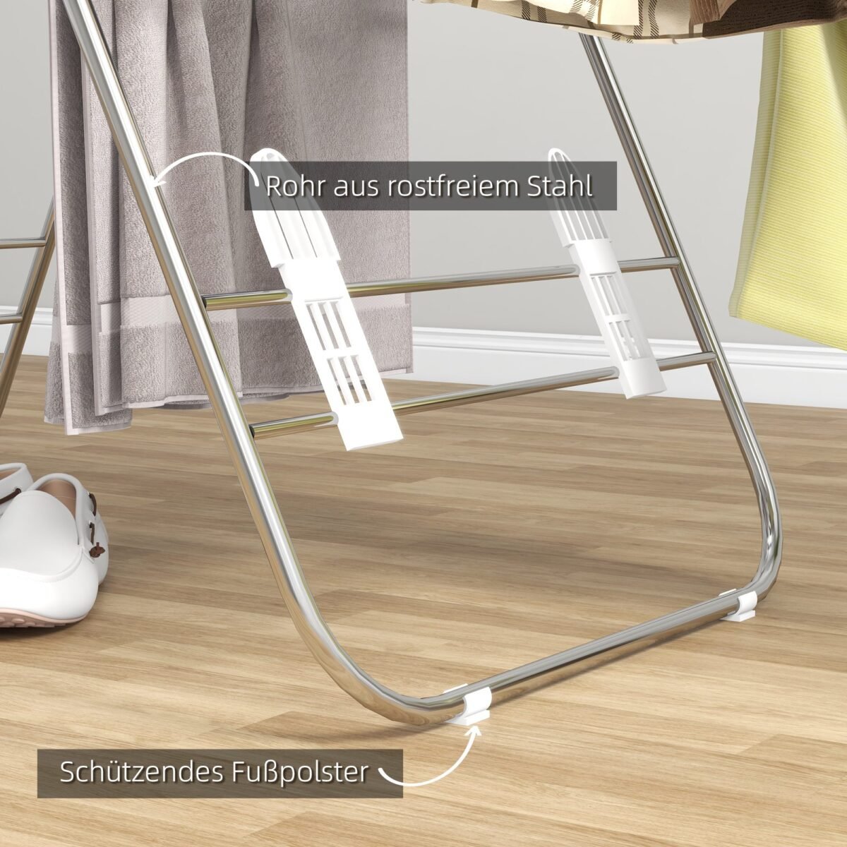 Lauko ir vidaus skalbinių džiovykla su ištraukiamais strypais