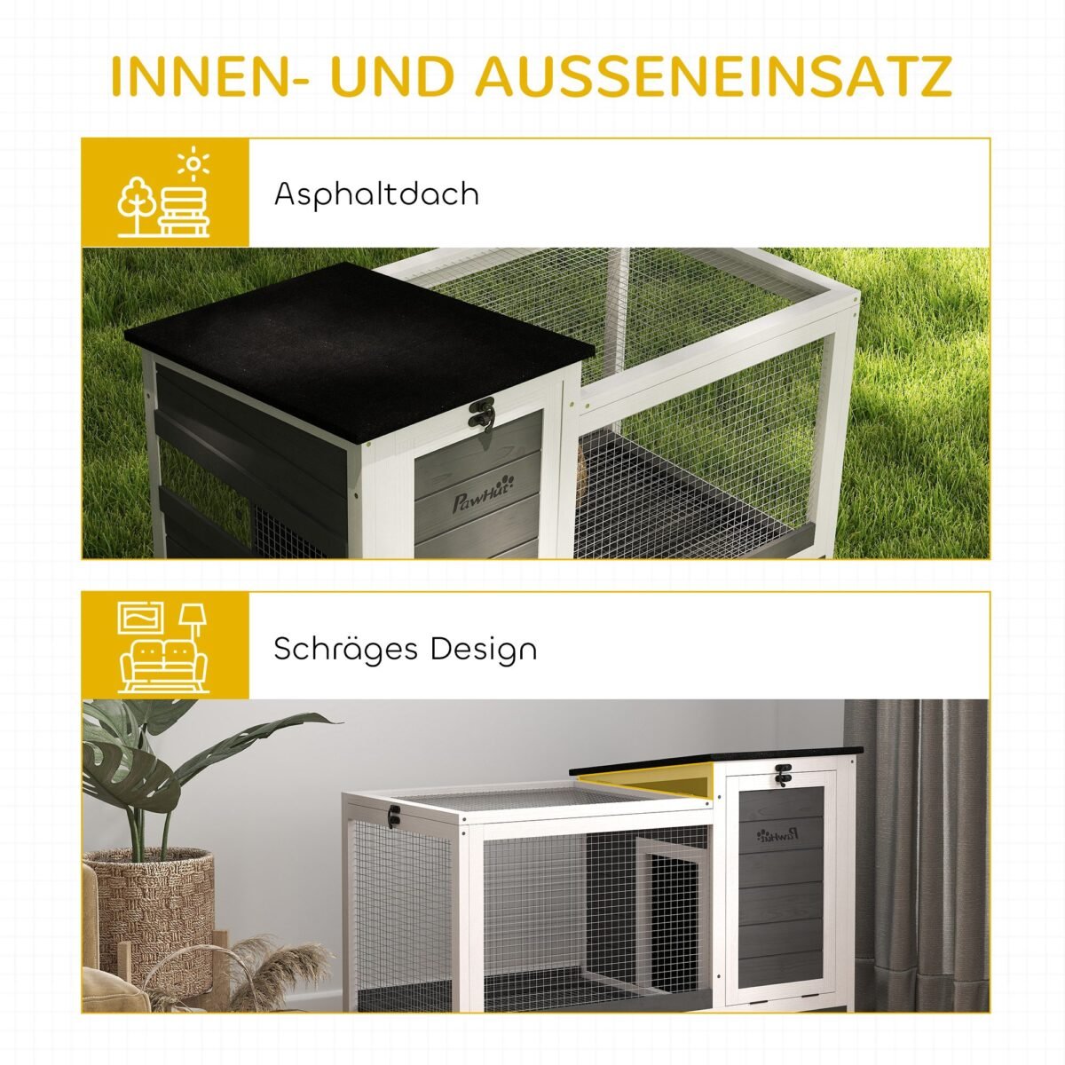 Medinė triušių triušidė su ratukais ir lauko aptvaru