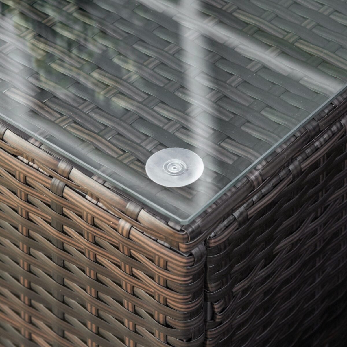 Poliratano pagalbinis staliukas su grūdinto stiklo stalviršiu