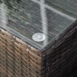 Poliratano pagalbinis staliukas su grūdinto stiklo stalviršiu