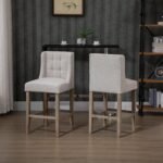 Baro kėdžių komplektas su atlošu, dygsniuotu sagomis ir kojų atrama