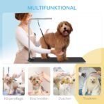 Šunų priežiūros stalas su reguliuojama rankena ir daiktadėže