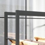 Mobilus stovas malkoms su ratukais, metalinis, 120 x 32 x 151 cm