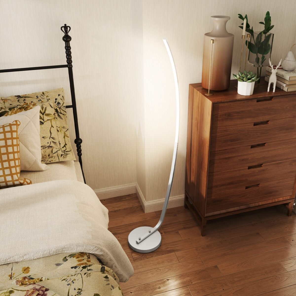 Spiralinė pastatoma LED lempa su pedinio jungikliu