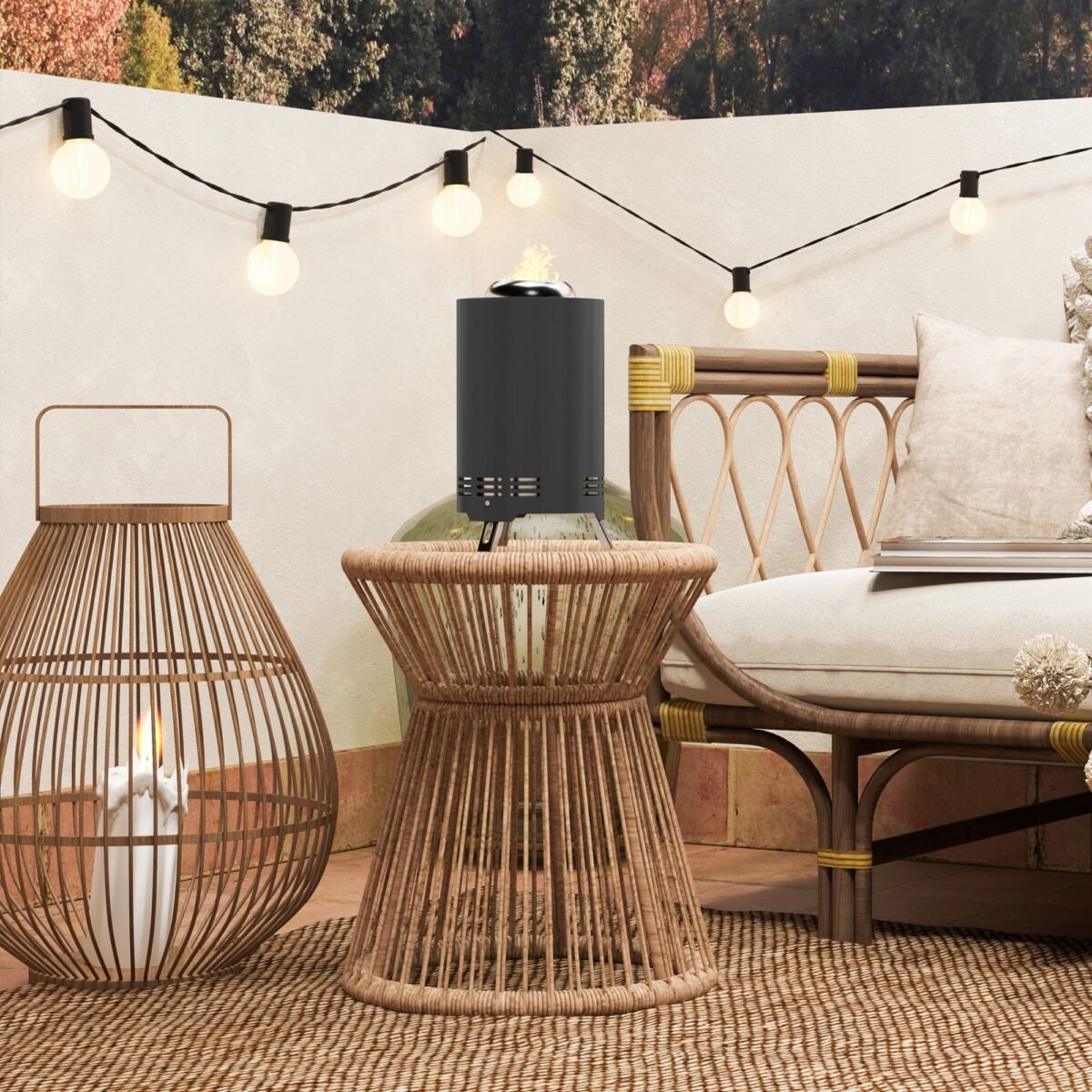 Nerūdijančio plieno berūkė lauko ugniavietė su antrinio degimo sistema