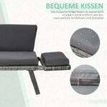 Dvivietė poliratano lauko sofa su atlenkiamais porankiais