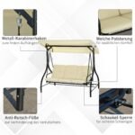 3 vietų sodo sūpuoklės su gulima funkcija ir stogeliu nuo saulės