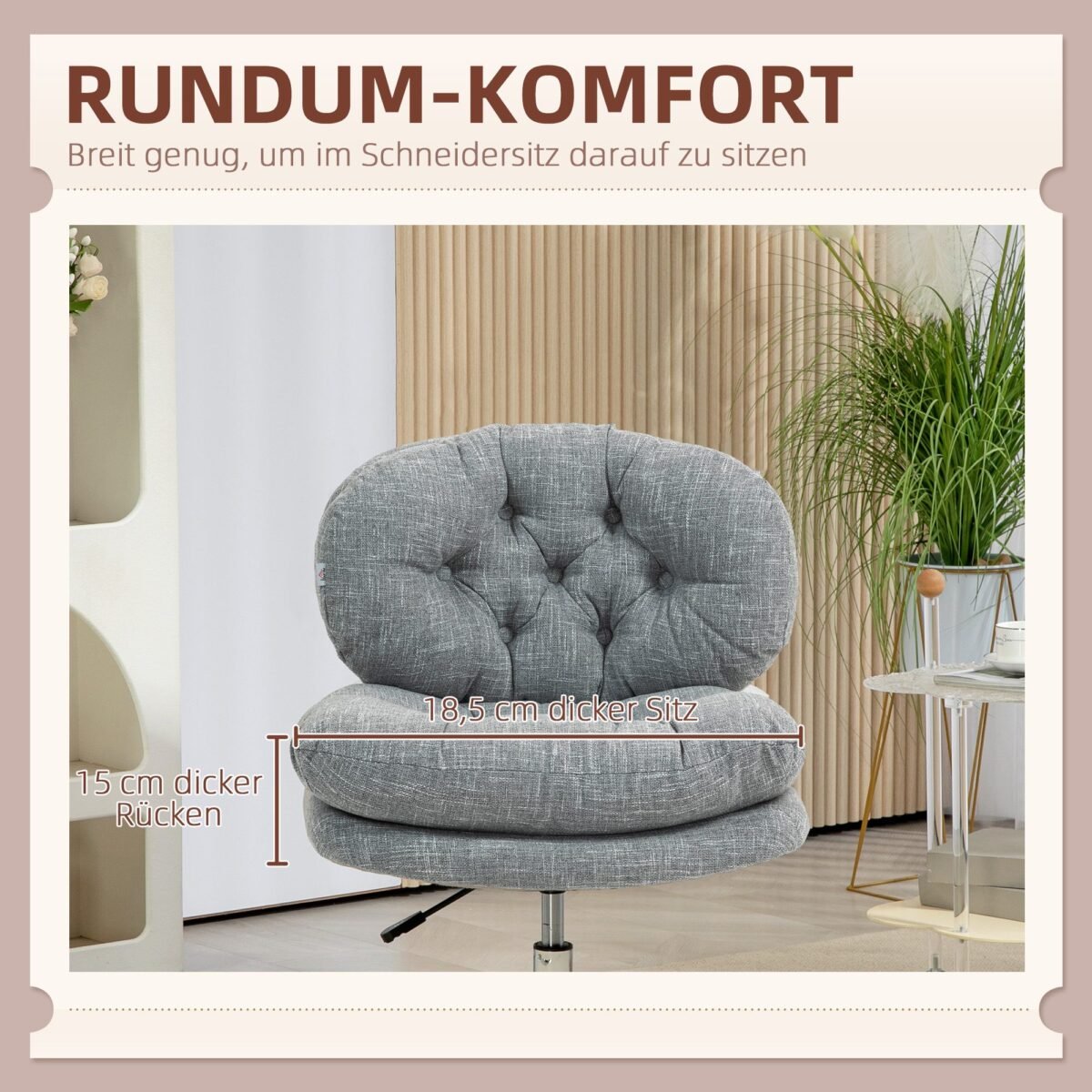 Biuro kėdė be porankių su reguliuojamu aukščiu ir patogia sėdyne