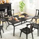 Lauko stalas 150x90 cm, cinkuoto plieno, su skėčio anga