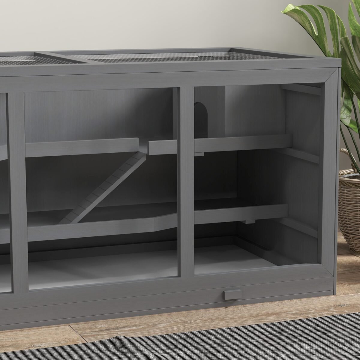 Medinis graužikų namelis su reguliuojamu viršumi