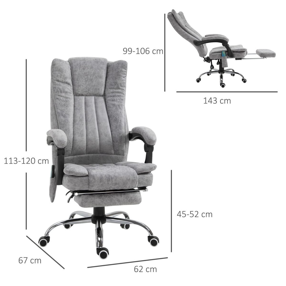 Ergonominė biuro kėdė su masažu ir šildymu