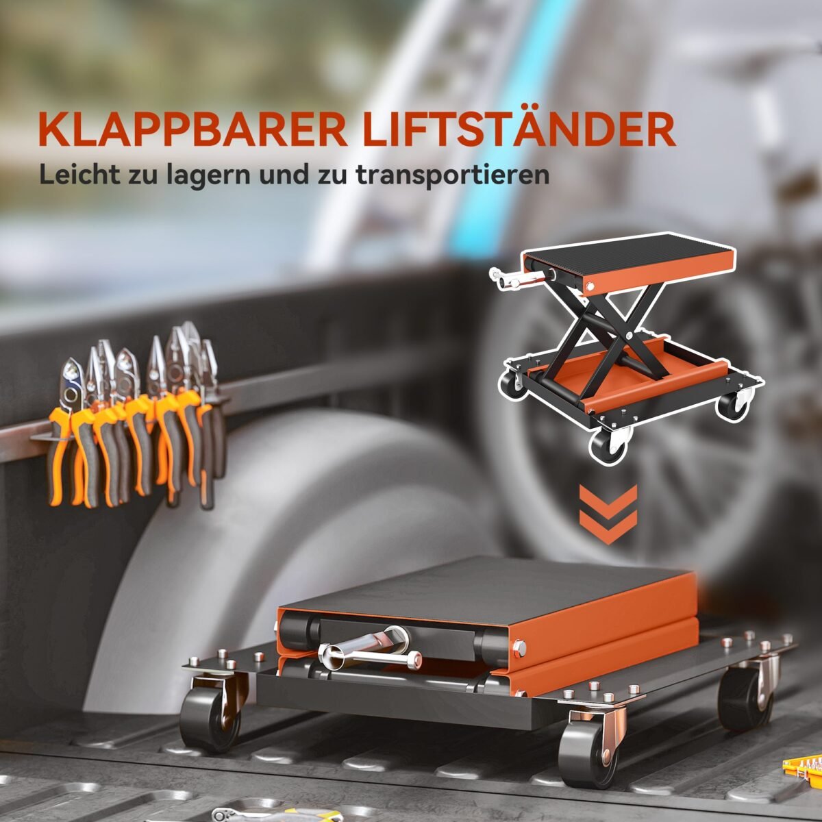 Motociklo keltuvas 500 kg keliamosios galios reguliuojamo 13,5–39 cm aukščio