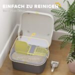 Kačių tualetas su viršutiniu įėjimu, atlenkiamu dangčiu ir semtuvėliu