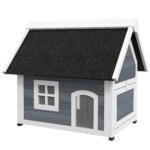 Atsparus orams kačių namelis su atidaromu stogu
