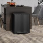 Pirštų atspaudams atspari paminama šiukšliadėžė su dviem 25 l skyriais