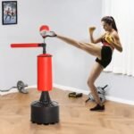 Bokso treniruočių stovas su refleksiniu kamuoliu ir 360° besisukančia juosta